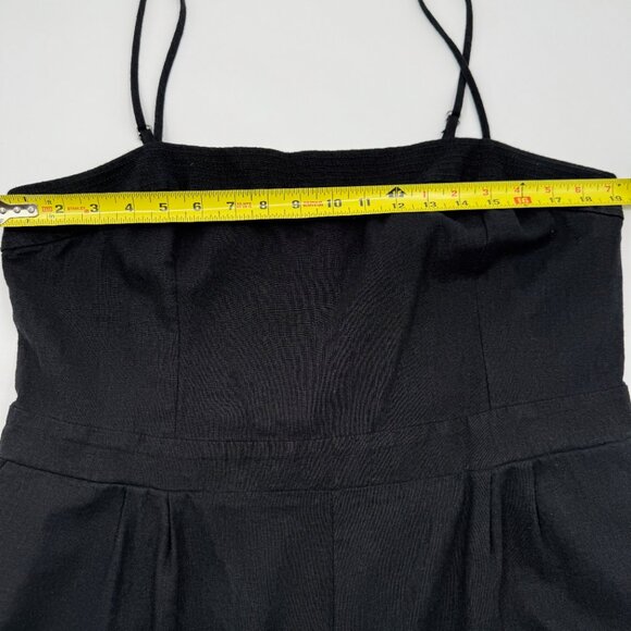 J.Crew Factory Women’s 16 Linen Blend Jumpsuit Black Cropped Wide Leg Belted - Picture 12 of 15